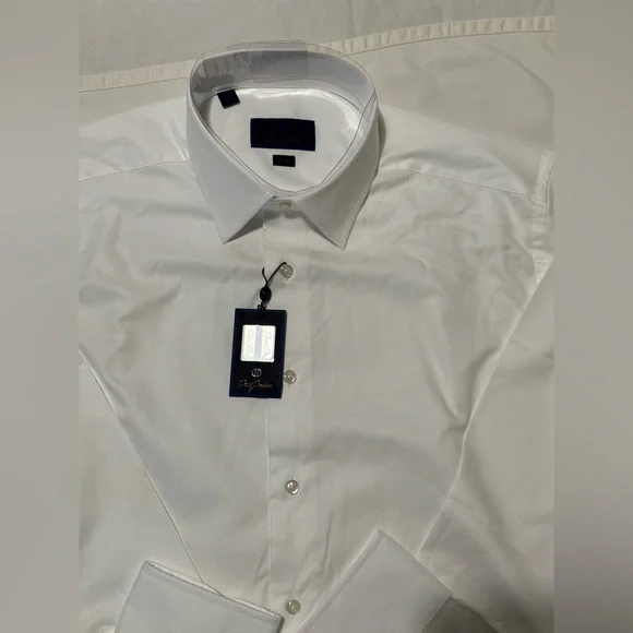 David Donahue White Dress Shirt. 34/35 Sleeves. 17.5 Neck. Trim Fit. - Picture 9 of 12